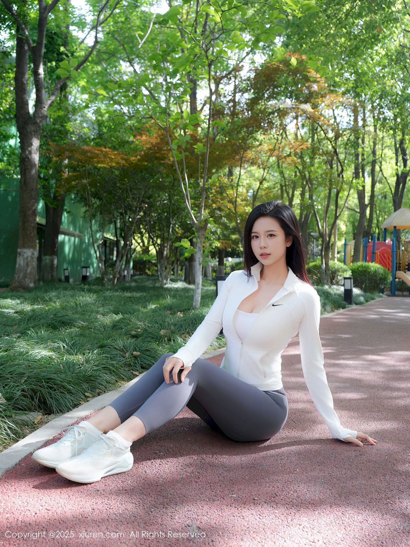 玫瑰我爱你白蓝瑜伽服性感写真