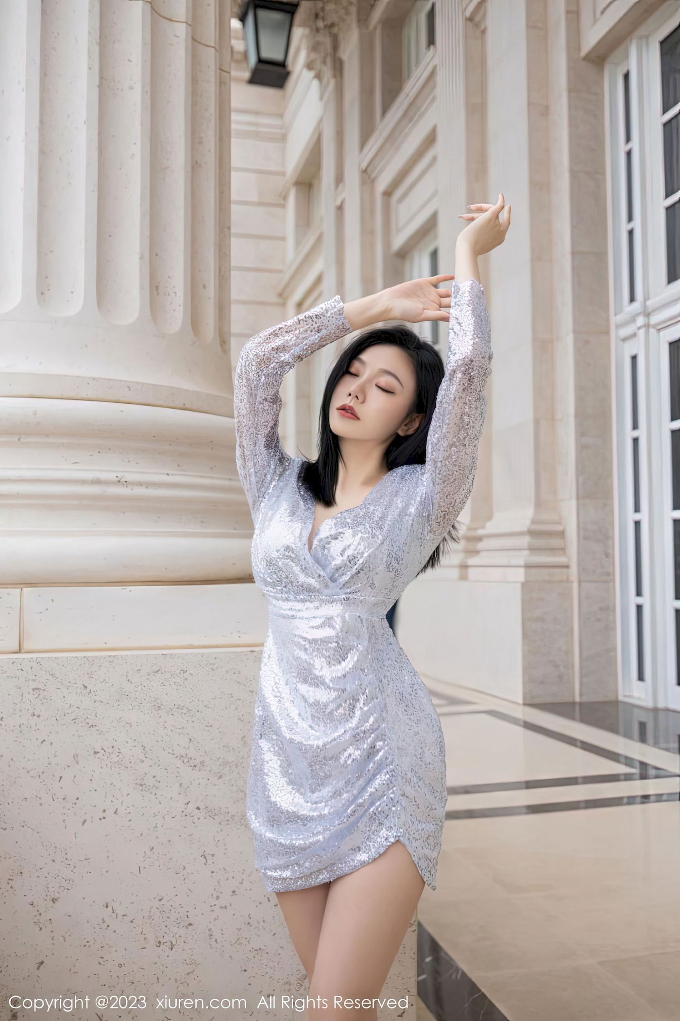 安然anran - 银灰短裙+原色丝袜写真