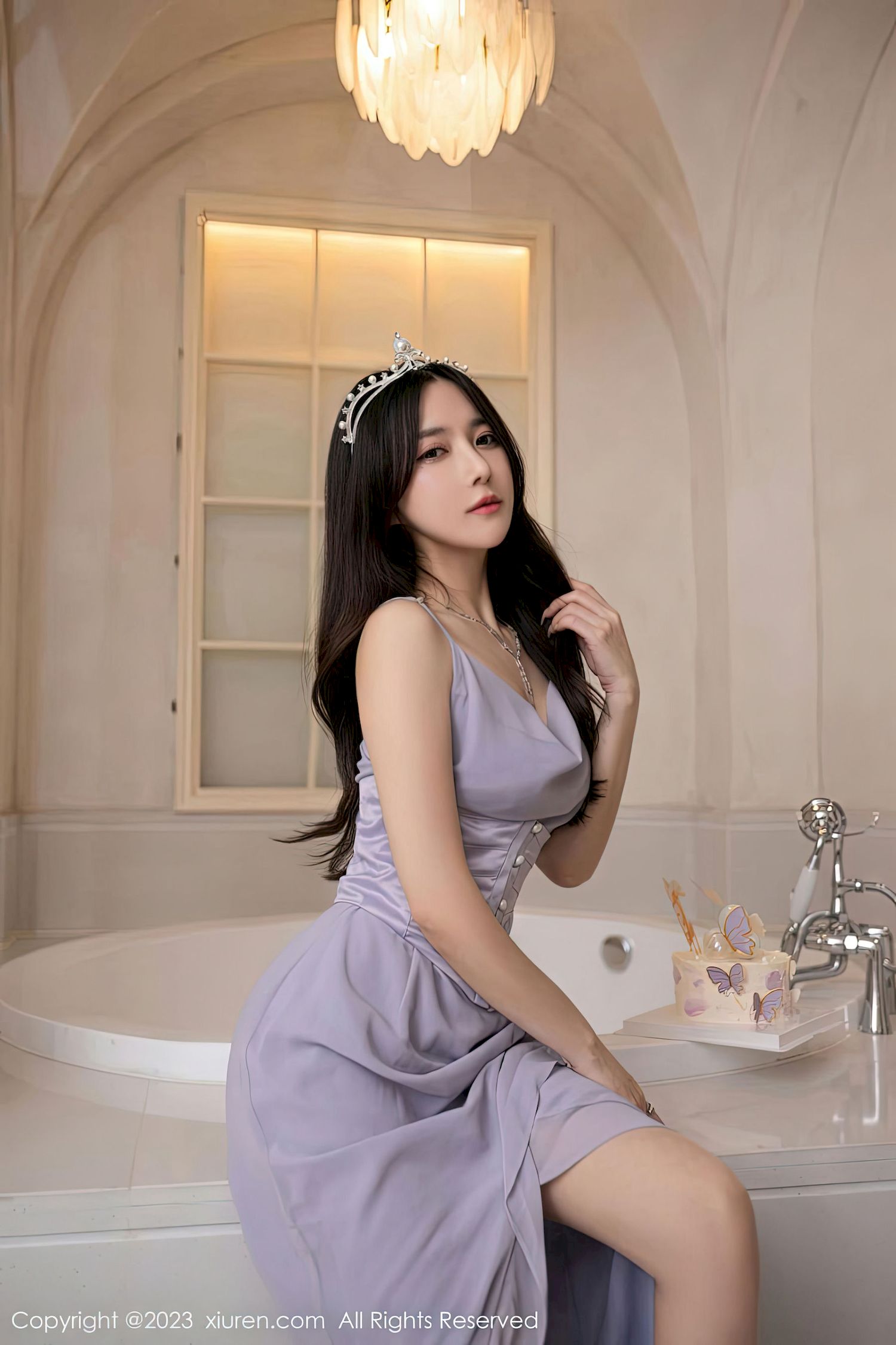 鱼子酱Fish - 紫灰色连衣长裙珠三角旅拍